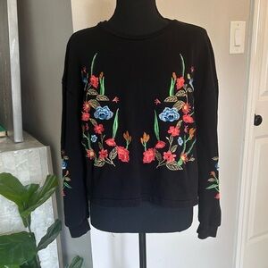 Philosophy Floral Embroidered Black Sweatshirt